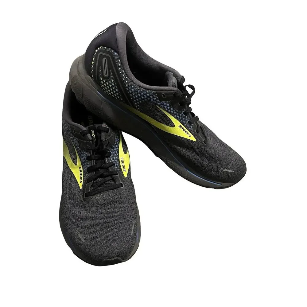 Brooks Ghost 14 Running Shoes Mens 15 D Black Yellow Cushioned Neutral